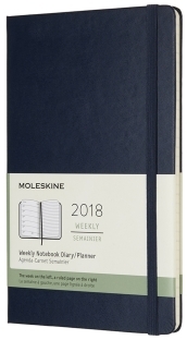 2018 - 12 mesi - Agenda settimanale con spazio per note Large blu zaffiro copertina rigida