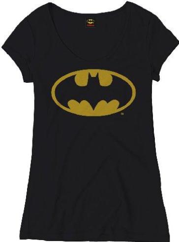 Batman - Flock Logo Girls Black (T-Shirt Donna M)