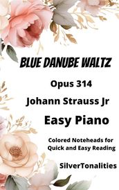 Blue Danube Waltz Opus 314 Easy Piano Sheet Music with Colored Notation