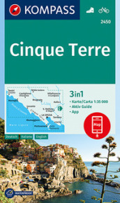 Carta escursionistica n. 2450. Cinque Terre 1:35.000. Ediz. italiana, tedesca e inglese