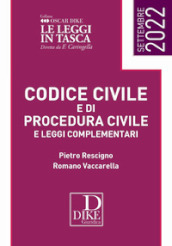 Codice civile e di procedura civile e leggi complementari. Settembre 2022. Ediz. pocket