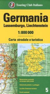 Germania, Lussemburgo, Liechtenstein 1:800.000. Carta stradale e turistica