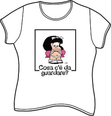 Mafalda. Cosa c'è da guardare. Modello femminile. Taglia S manica corta