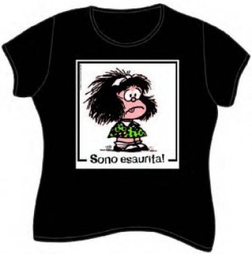 Mafalda. Sono esaurita! T-Shirt modello femminile. Taglia M. Colore nero - Quino