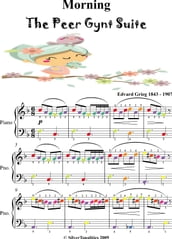 Morning Peer Gynt Suite Easy Piano Sheet Music with Colored Notes