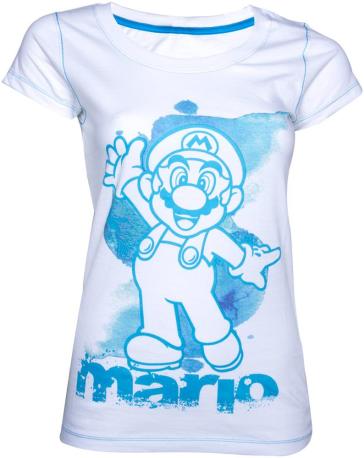 Nintendo - White Blue Mario (T-Shirt Donna L)