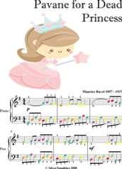 Pavane for a Dead Princess Easy Piano Sheet Music with Colored Notes