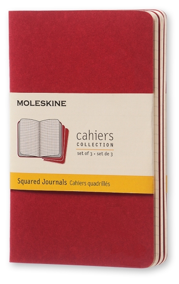 Set 3 Quaderni Cahier Journal a quadretti - Pocket - Copertina Rossa - Quaderni a quadretti
