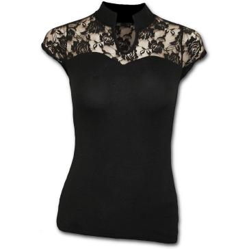 Spiral - High Neck Lace Corset Top (T-Shirt Donna XL)