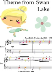Theme from Swan Lake Easiest Piano Sheet Music with Colored Notation