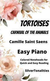 Tortoises Carnival of the Animals Easy Piano Sheet Music with Colored Notation